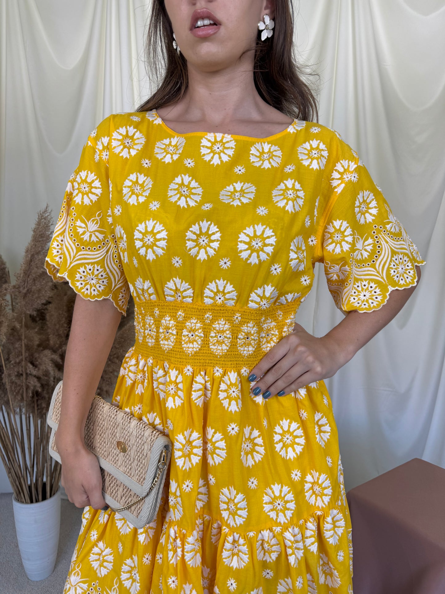Rochie premium Tory Burch din bumbac cu talie elastică ( mărimea M)