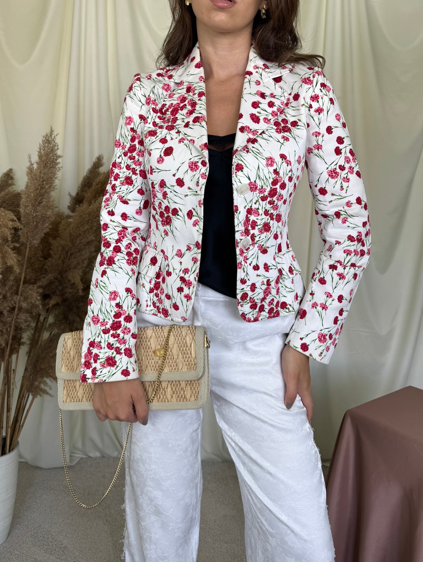 Sacou vintage Dolce& Gabbana cu print floral din 100% bumbac ( mărimea XS )