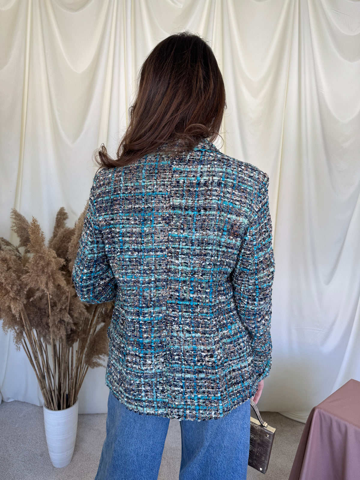Sacou tip jachetă din tweed de mătase naturală ( mărimea M)