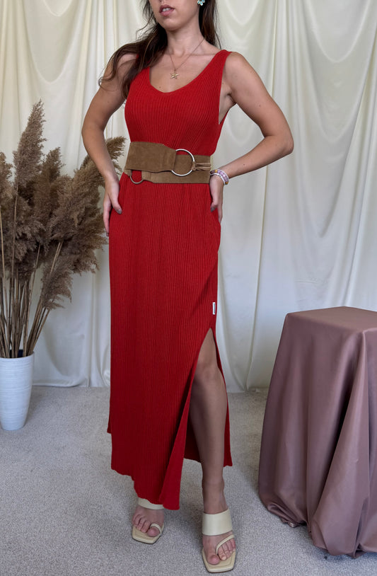 Rochie din tricot de in și bumbac ARMED ANGELS + curea piele  ( marimea M) back in stock.