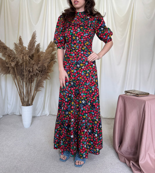 Rochie deosebită vintage  din 100% bumbac cu talie marcată( mărimea S)