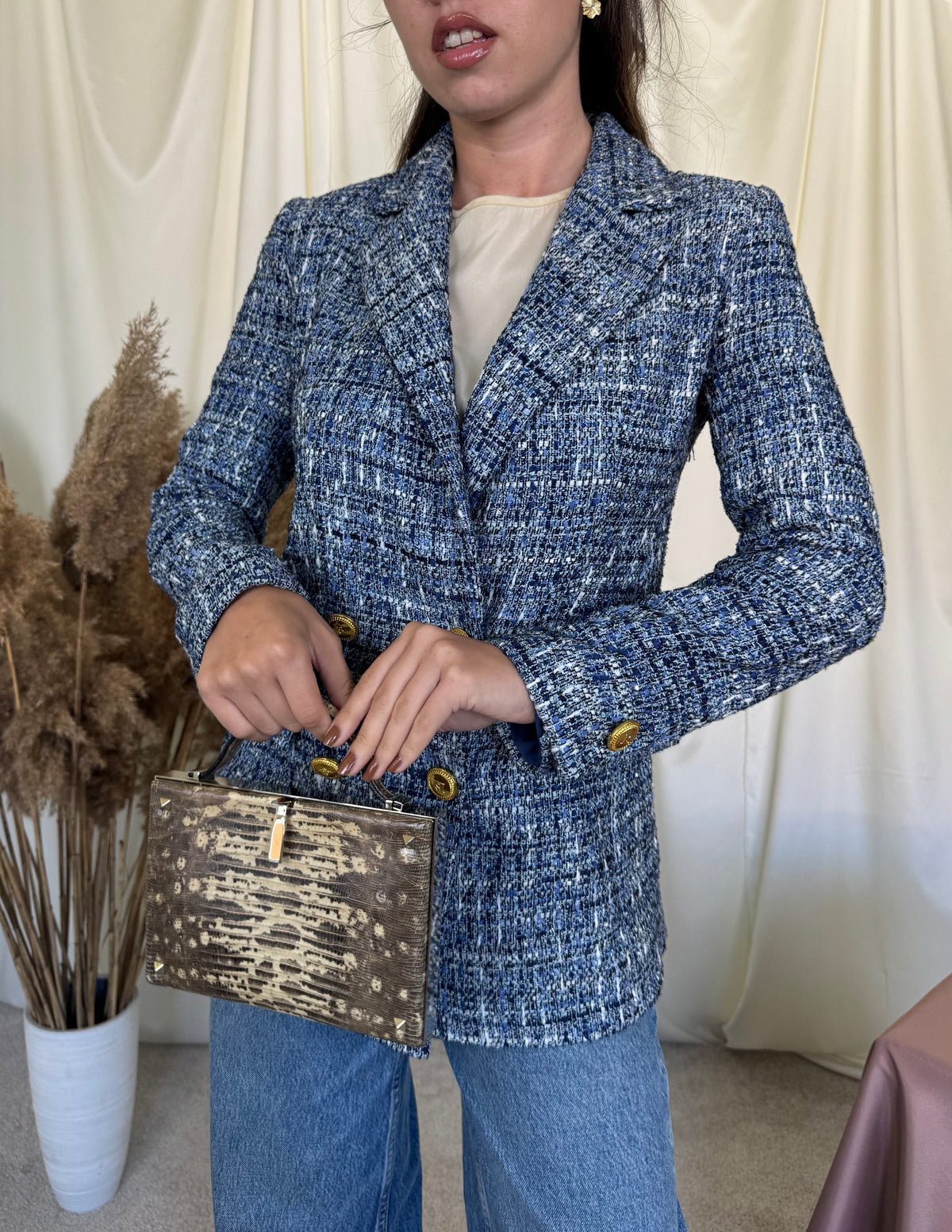 Sacou premium Luisa Spagnoli din tweed cu nasturi tip bijuterie ( mărimea S)