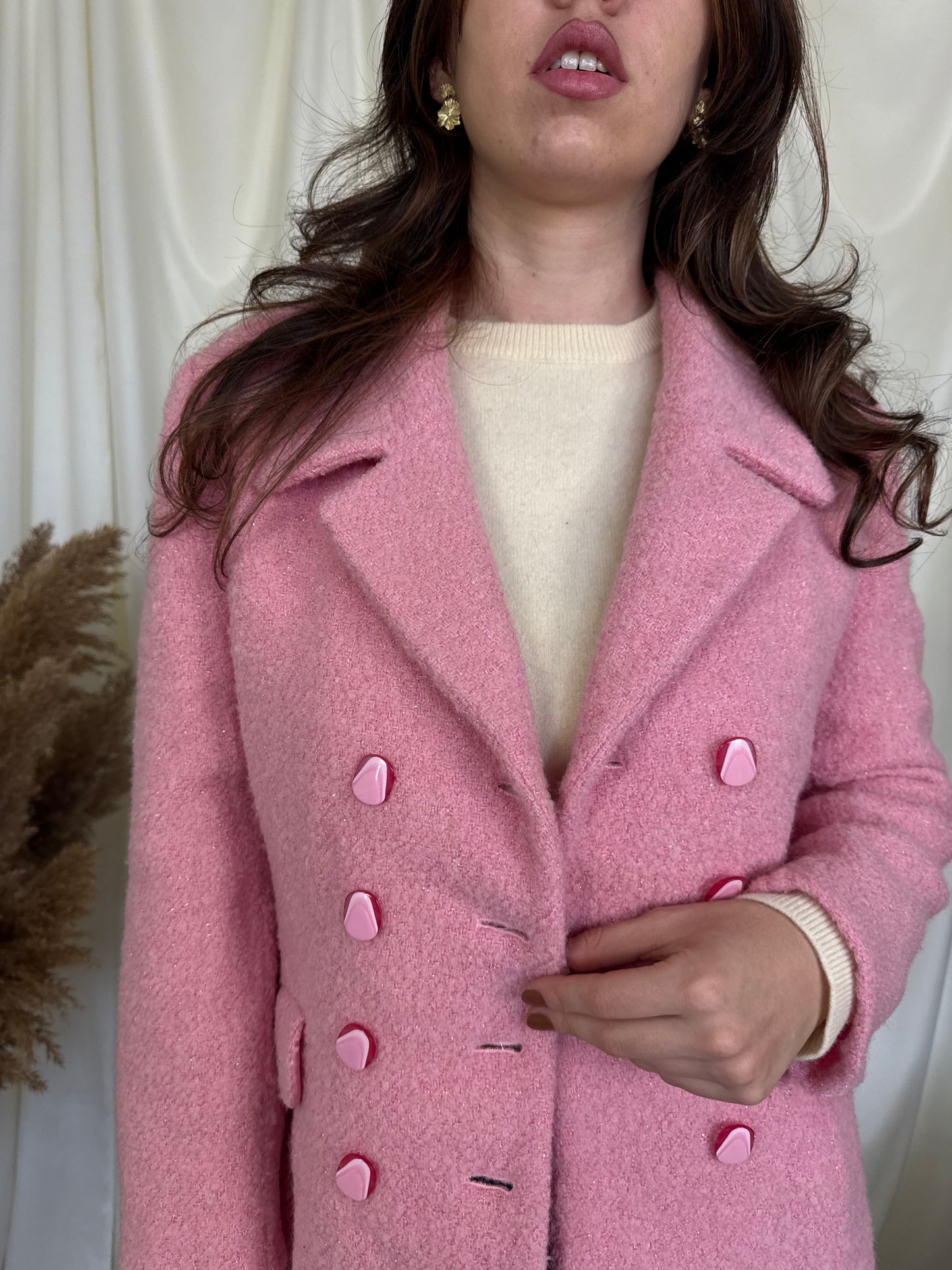 Piesa vintage Escada babypink 80% lână tip boucle. Mărimea 40/M