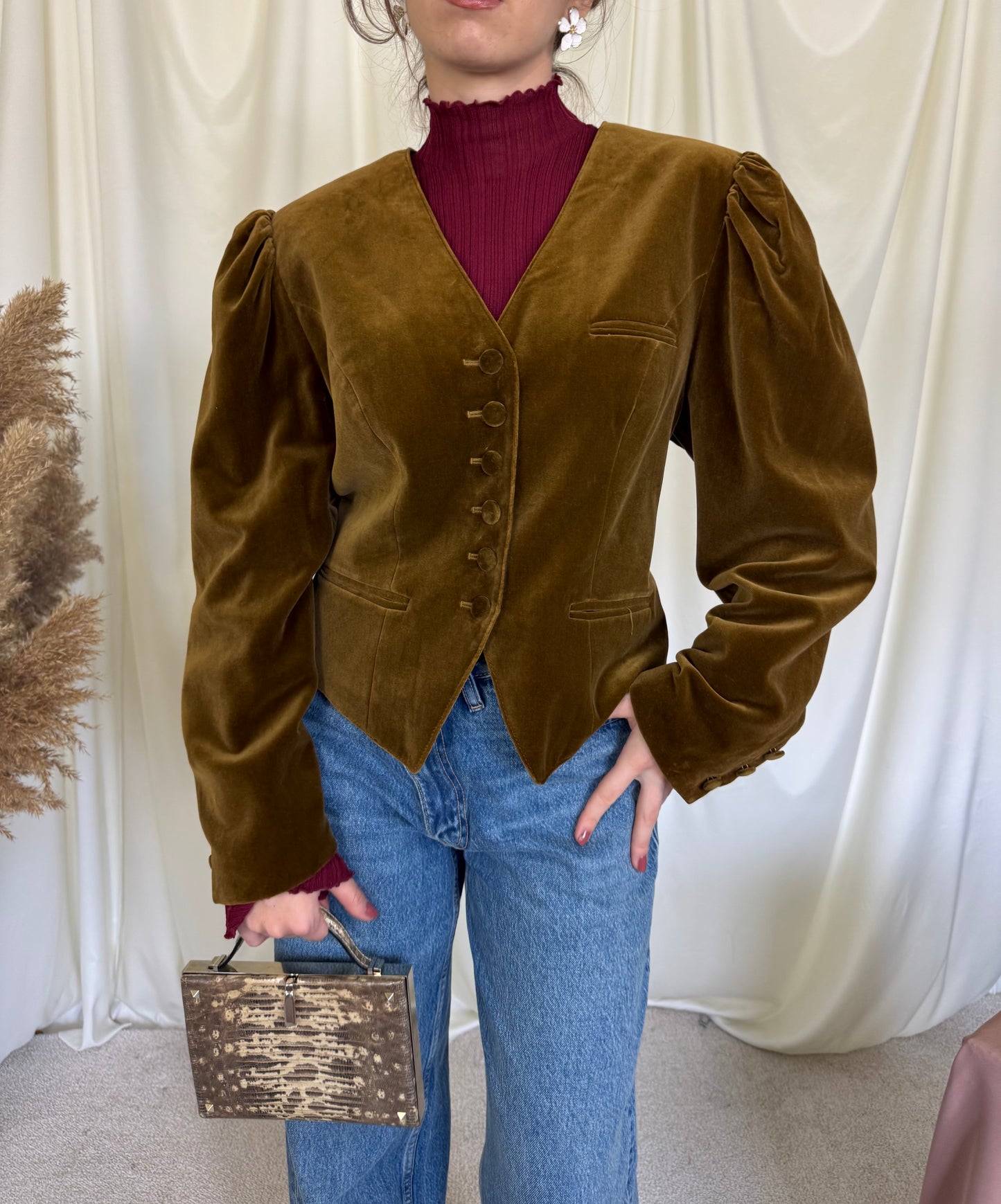 Sacou vintage superb din catifea de bumbac ( mărimea M-L)