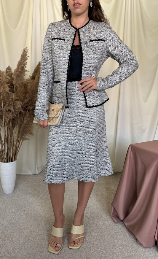 Costum Deux piece Christian berg din tweed, fusta cu talie marcata ( mărimea 36/S)