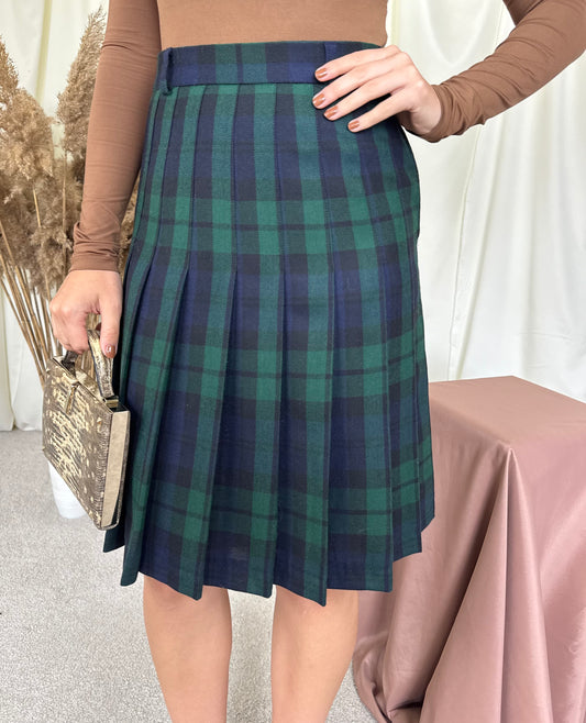 Fustă vintage din lana cu print tartan din 100% lână( mărimea S)