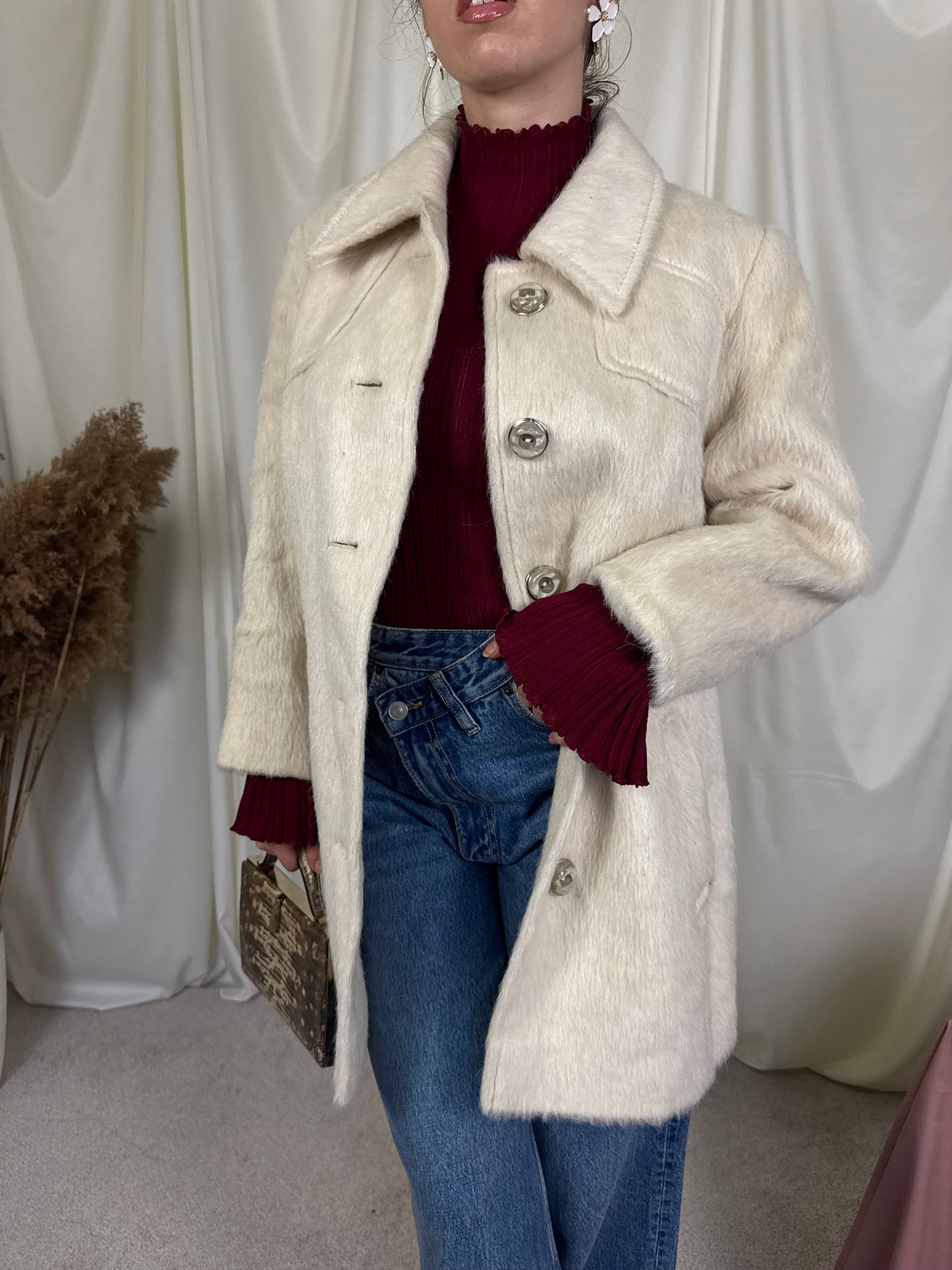 Palton vintage divin din stofă lână și mohair( mărimea M)