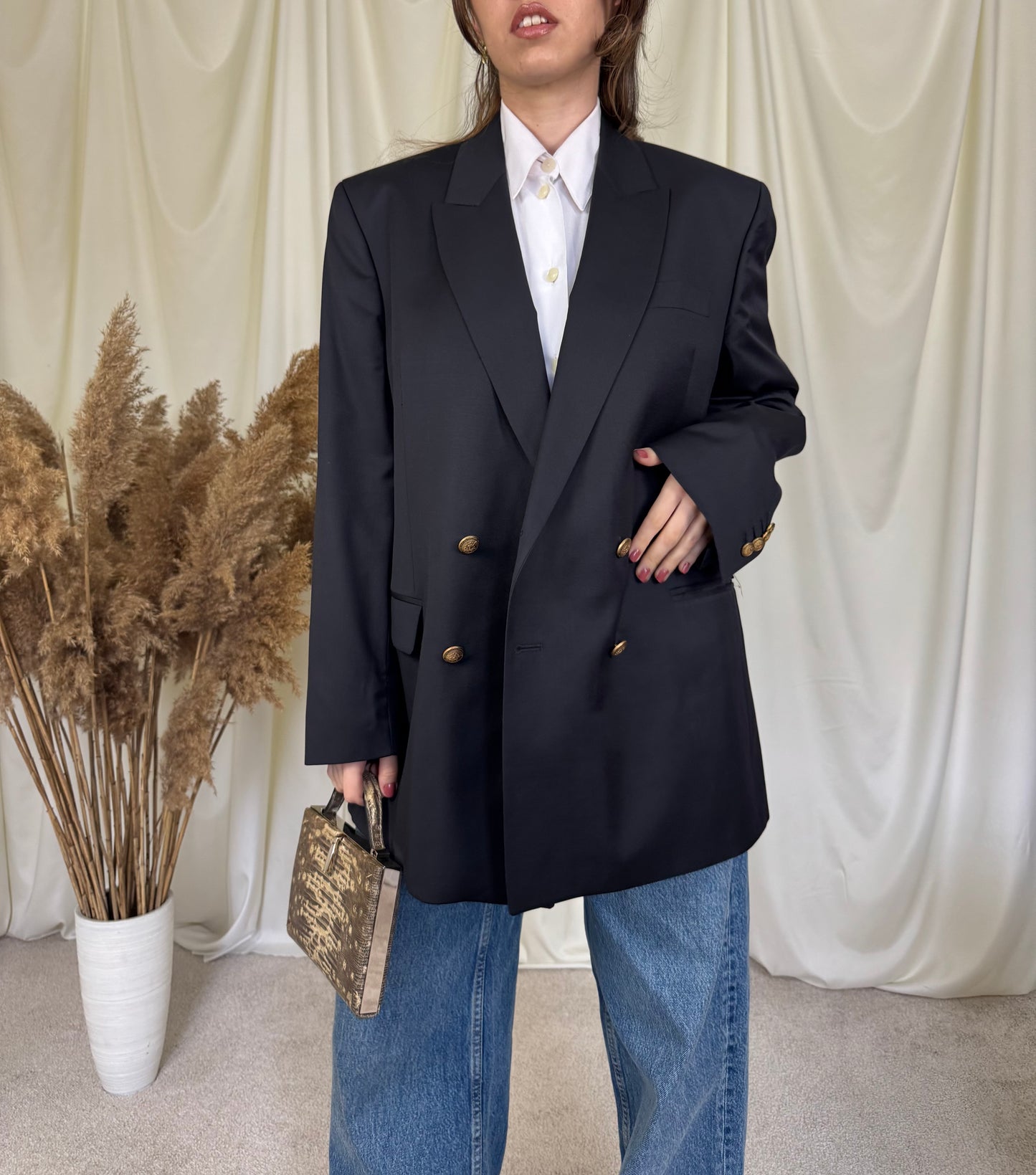 Sacou vintage dintr-o stofă extrem de fină 100% lână, (mărimea XL)