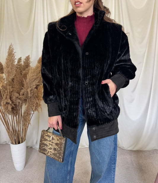 Palton vintage din blană eco, (mărimea M/L)