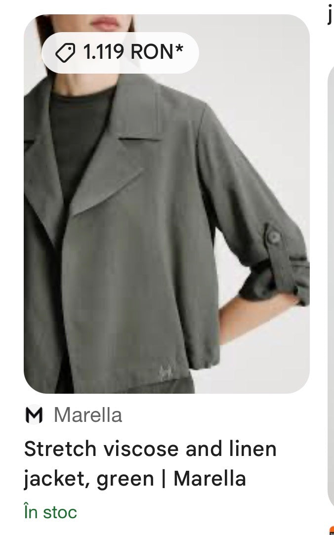 Jacheta Marella by Max Mara din in și vâscoza cu mâneci 3/4 ( mărimea M)