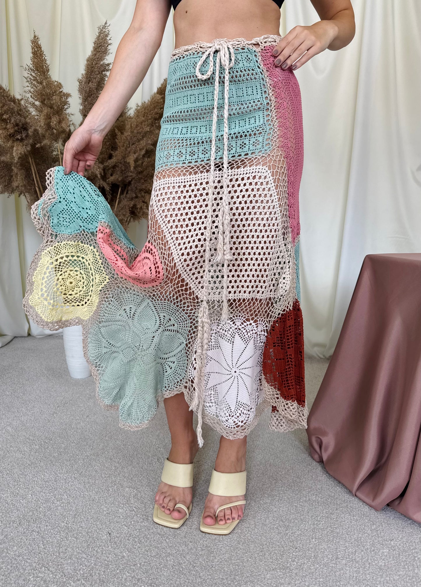 Piesă HANDMADE versatila de vară realizată manual, croset din bumbac, talie ajustabilă ( mărimea XS-M)