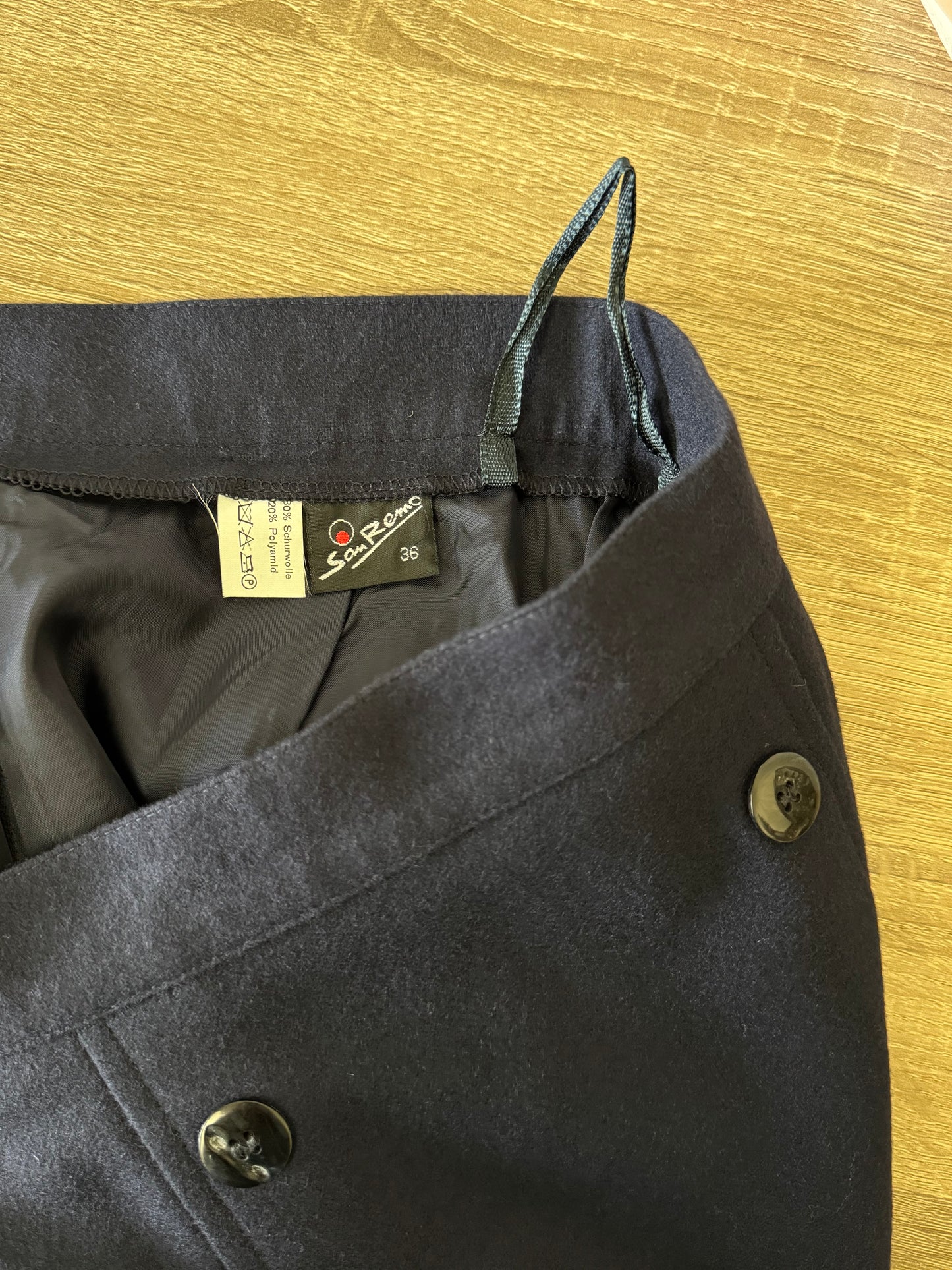 Fustă vintage cu talie înaltă din 80% lână(XS-S)