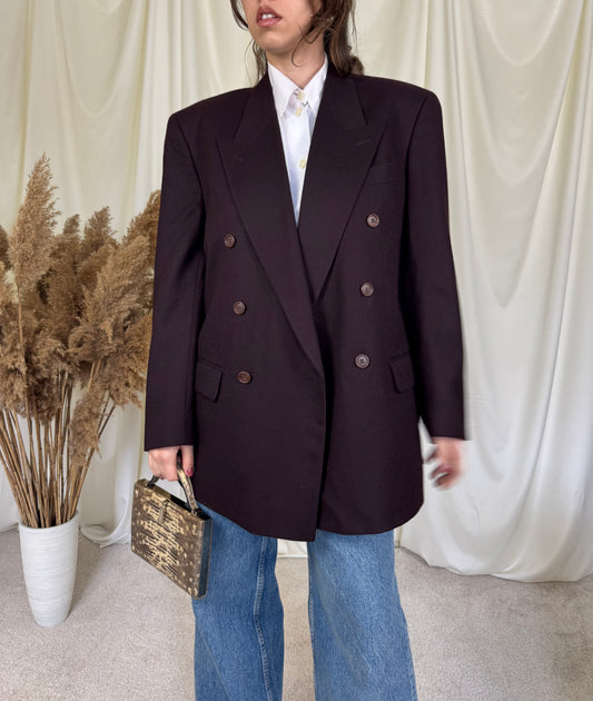 Sacou vintage premium HUGO BOSS tip palton, este mai gros, stofă moale 100% lână 
(Mărimea L)