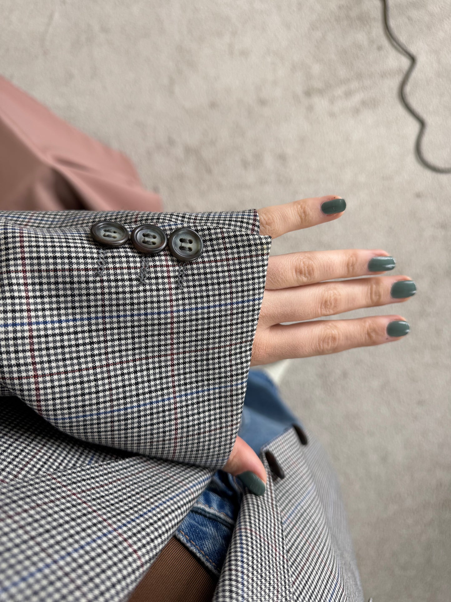 Sacou luxury BURBERRY din stofă cu print 100% lână 
(Mărimea L)