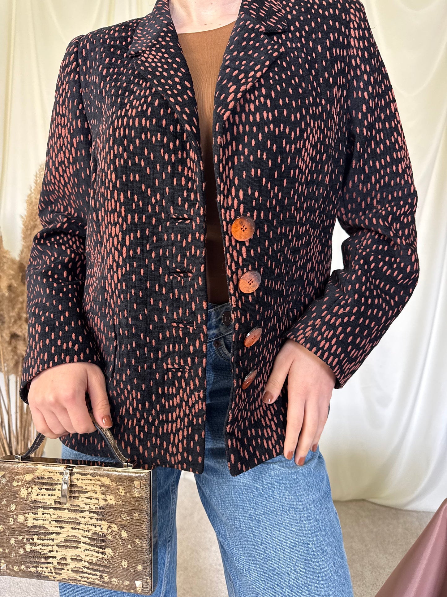 Sacou vintage superb cu aspect de catifea din bumbac ( mărimea M/L)