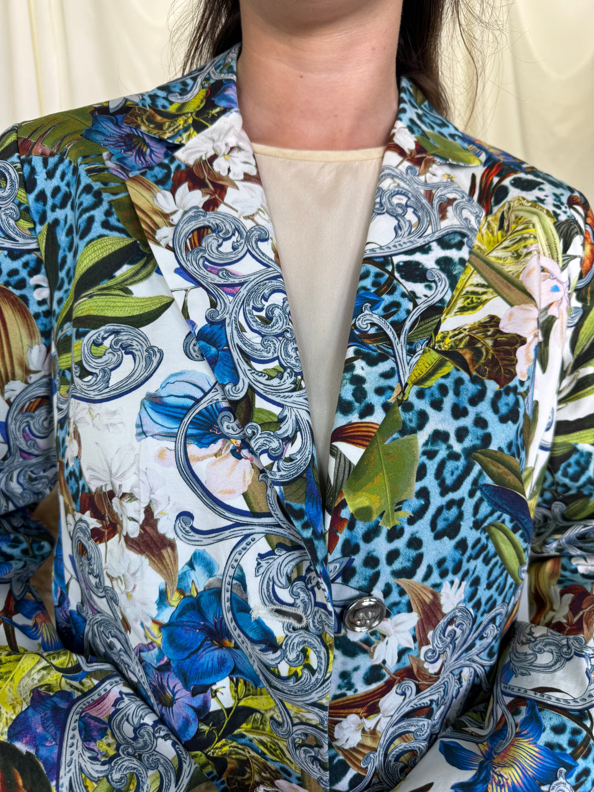 Sacou premium Madeleine din bumbac cu print floral în culori intense ( mărimea L/XL)