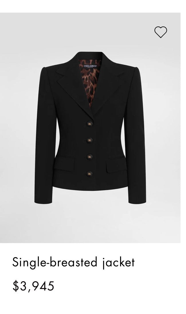 Sacou DOLCE&GABBANA cu talie cambrata și căptușeală cu print specific (Mărimea 34/XS)