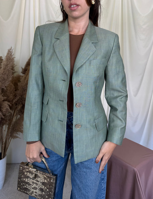 Back! Sacou premium ESCADA din stofă exclusivă de lână super 120’ și mătase naturală, nasturi perla ( mărimea S)