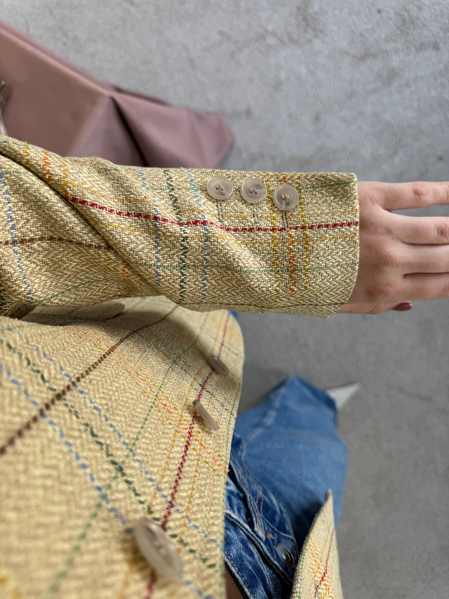 Sacou vintage din stofă premium de mătase naturală ( mărimea S/M)