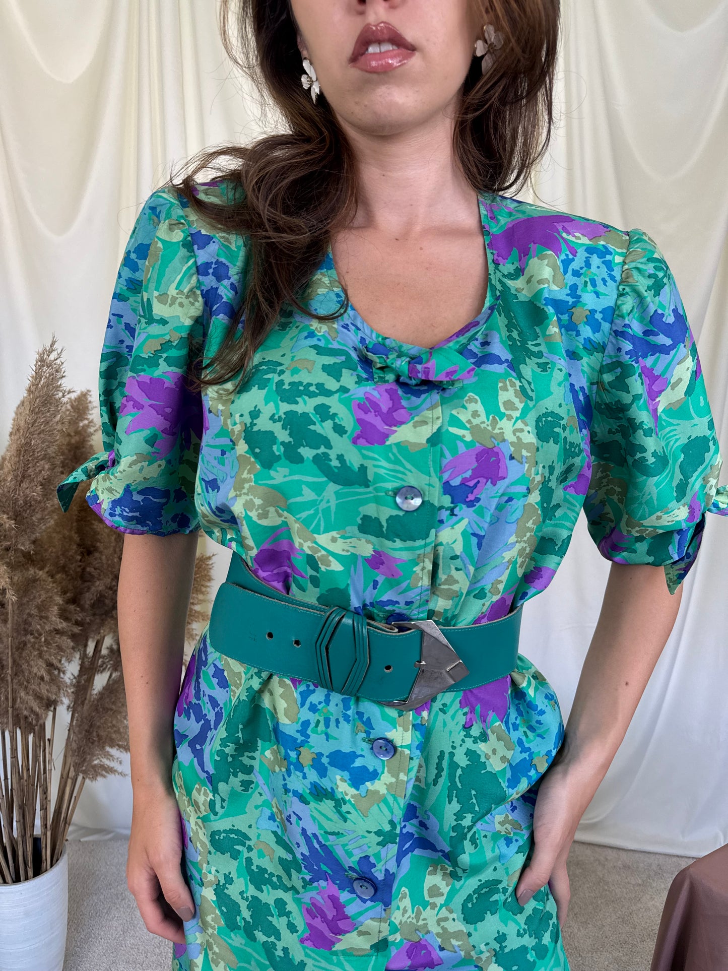 Rochie vintage din 100% matase naturala 
(Mărimea XL)