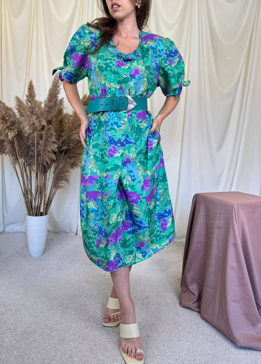 Rochie vintage din 100% matase naturala 
(Mărimea XL)