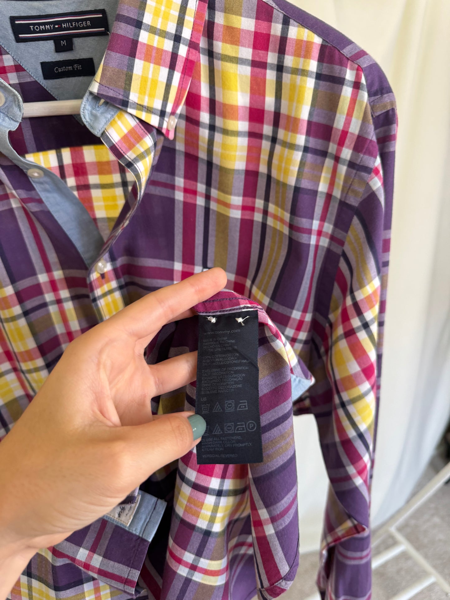 Cămașă Tommy print carouri din 100% bumbac 
(Mărimea M)
