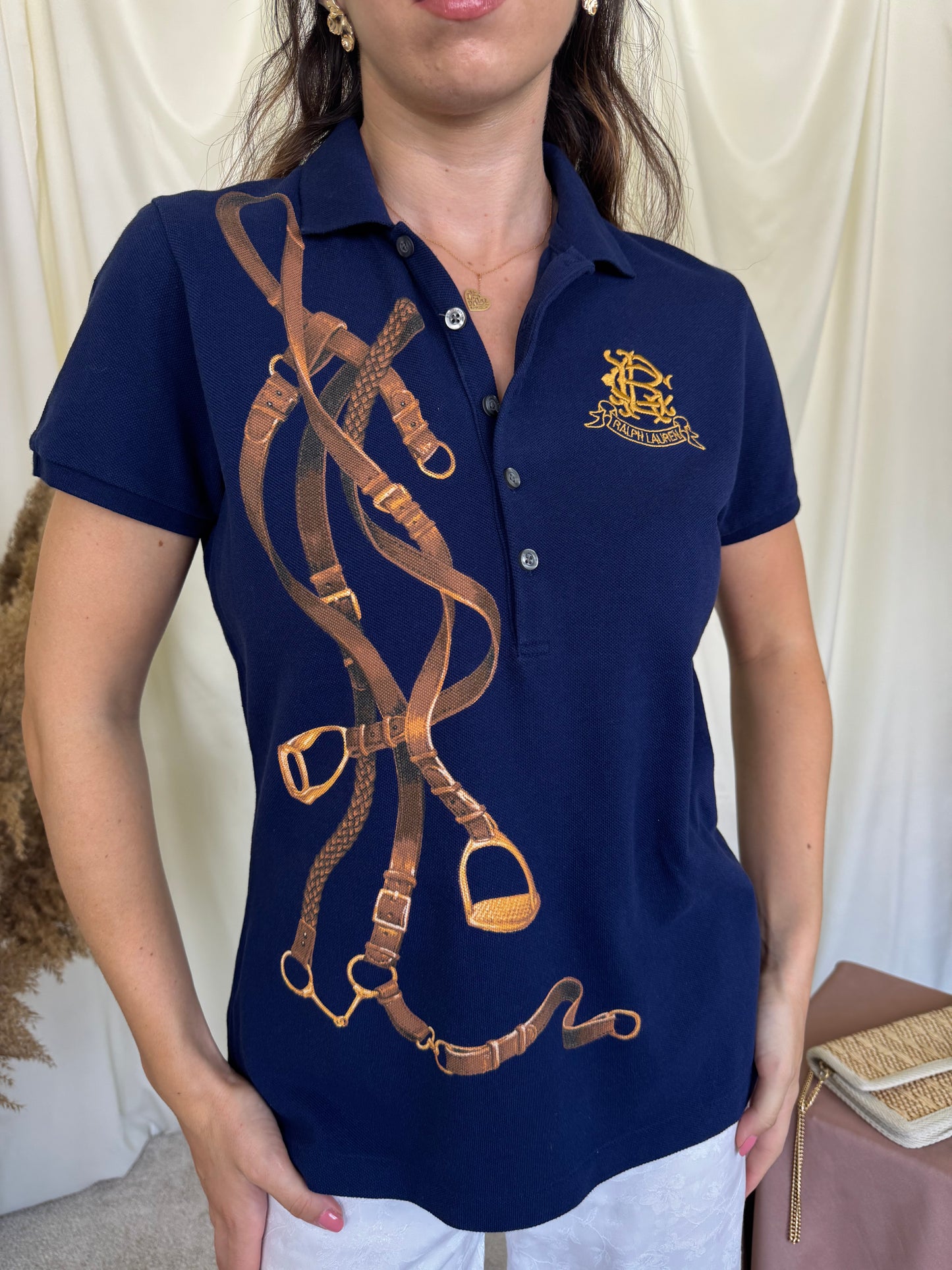 Tricou Ralph Lauren cu print din 100% bumbac ( mărimea M/L)
