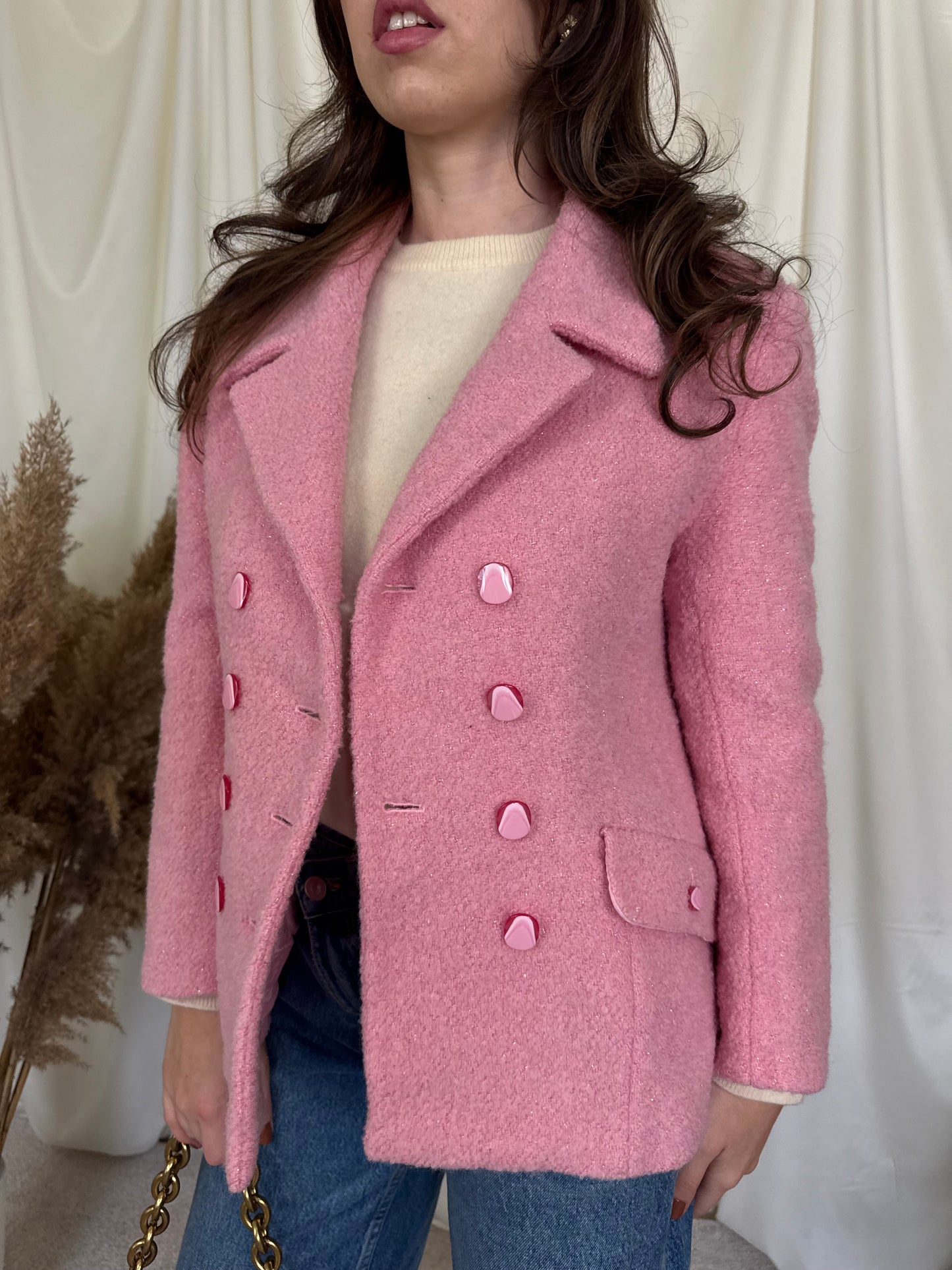 Piesa vintage Escada babypink 80% lână tip boucle. Mărimea 40/M