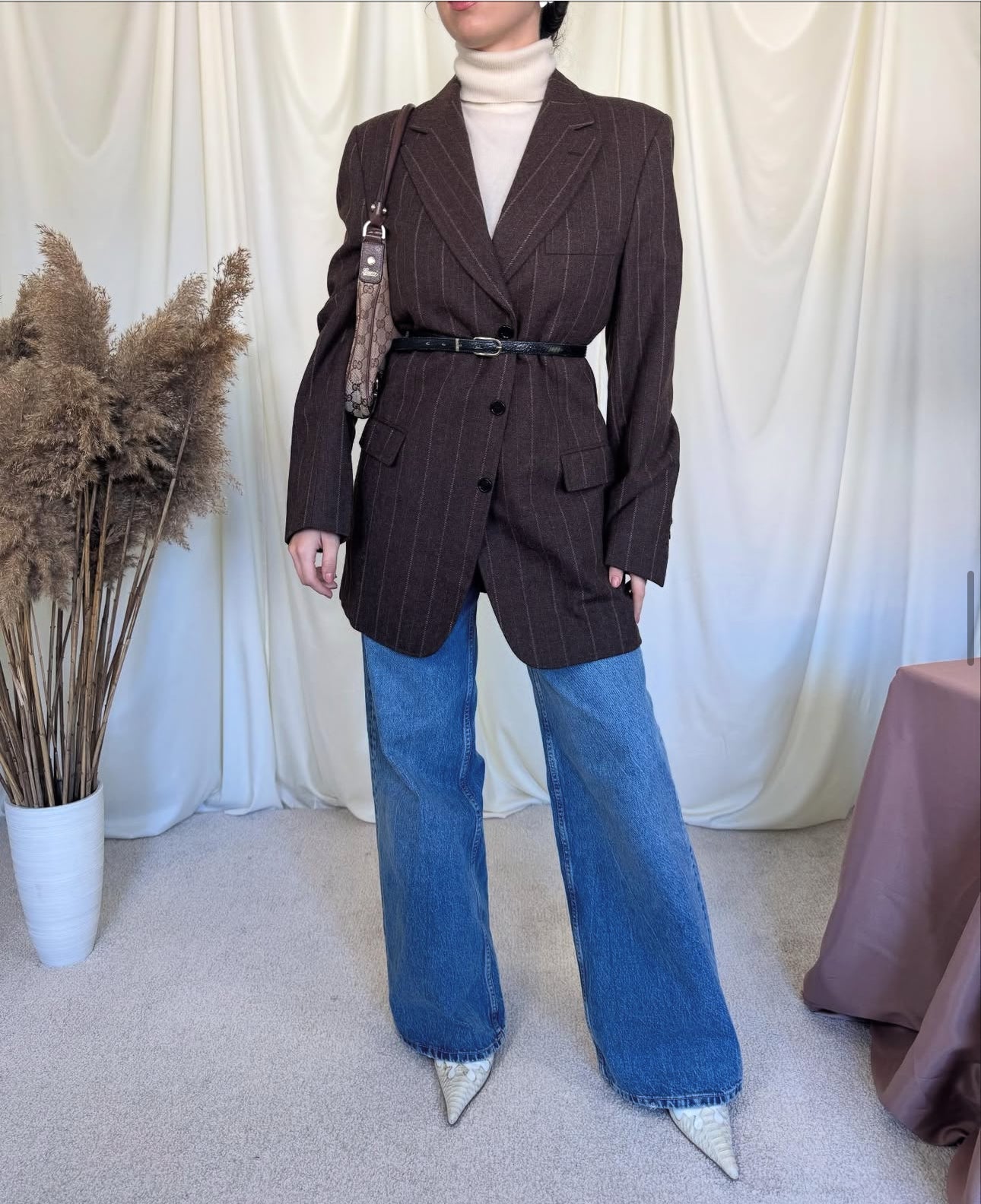 Sacou vintage tip palton din stofă 100% lână( mărimea M)