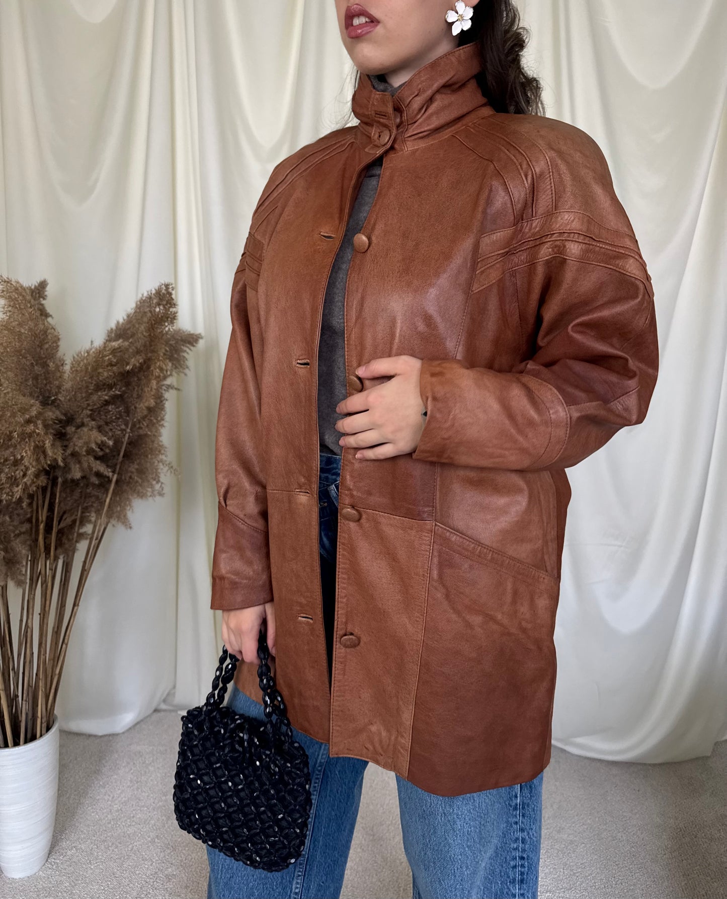 Jacheta vintage piele naturală extra fină (mărime S-M)