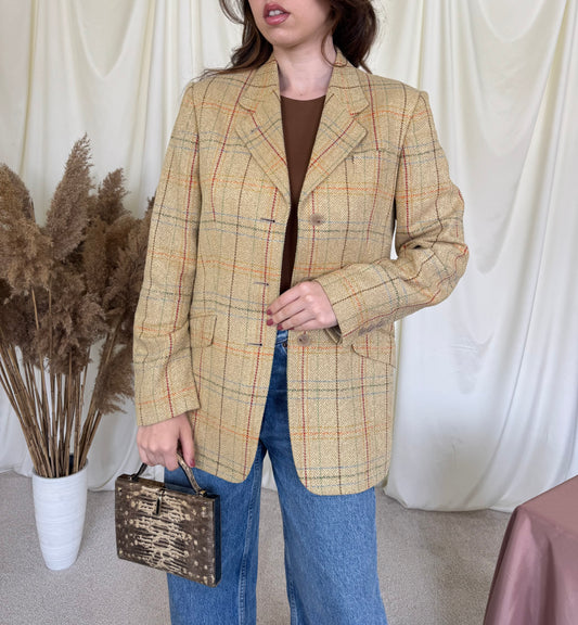 Sacou vintage din stofă premium de mătase naturală ( mărimea S/M)