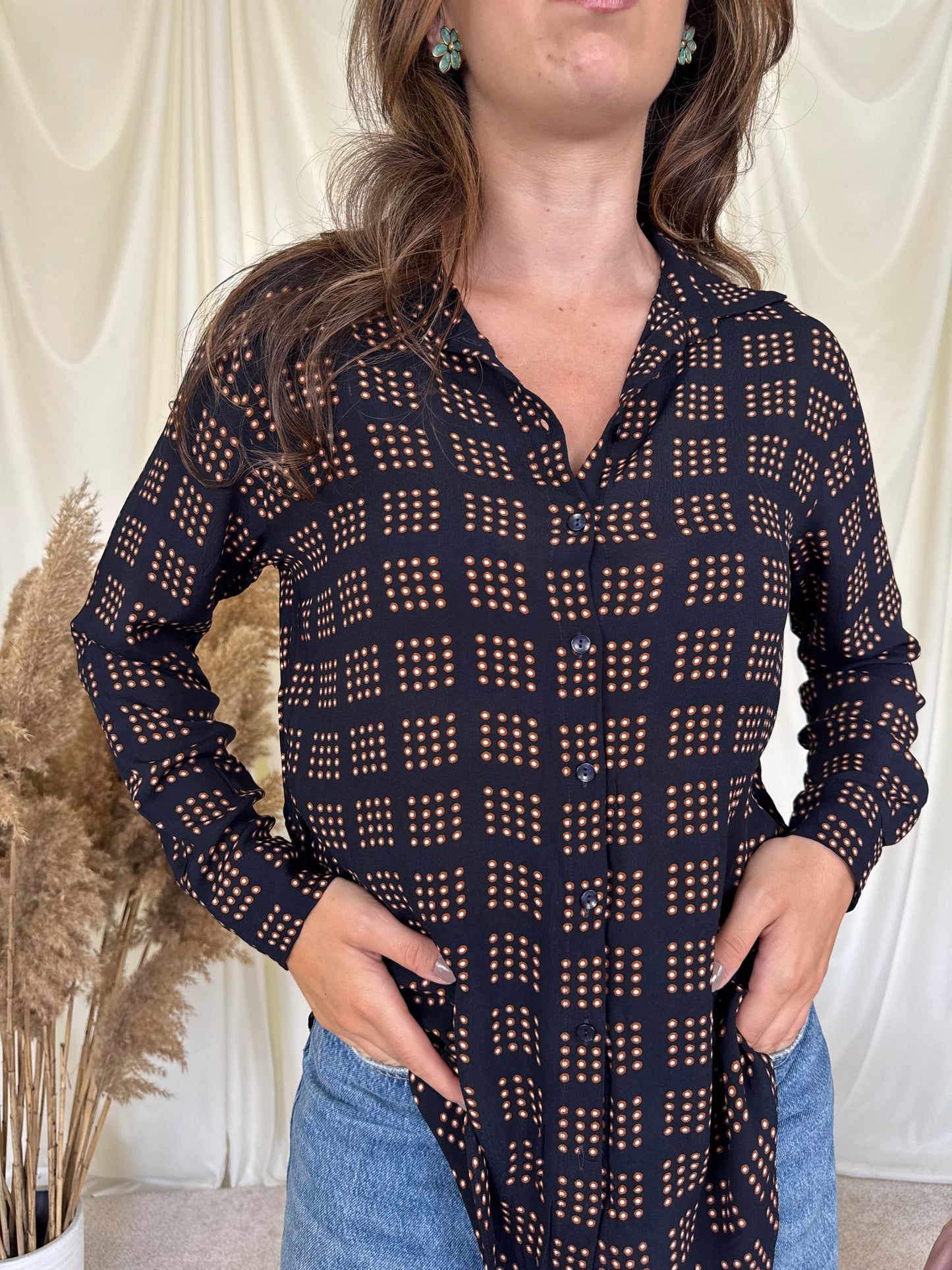 Cămașă Massimo Dutti cu print și croi lejer 
(Mărimea S)