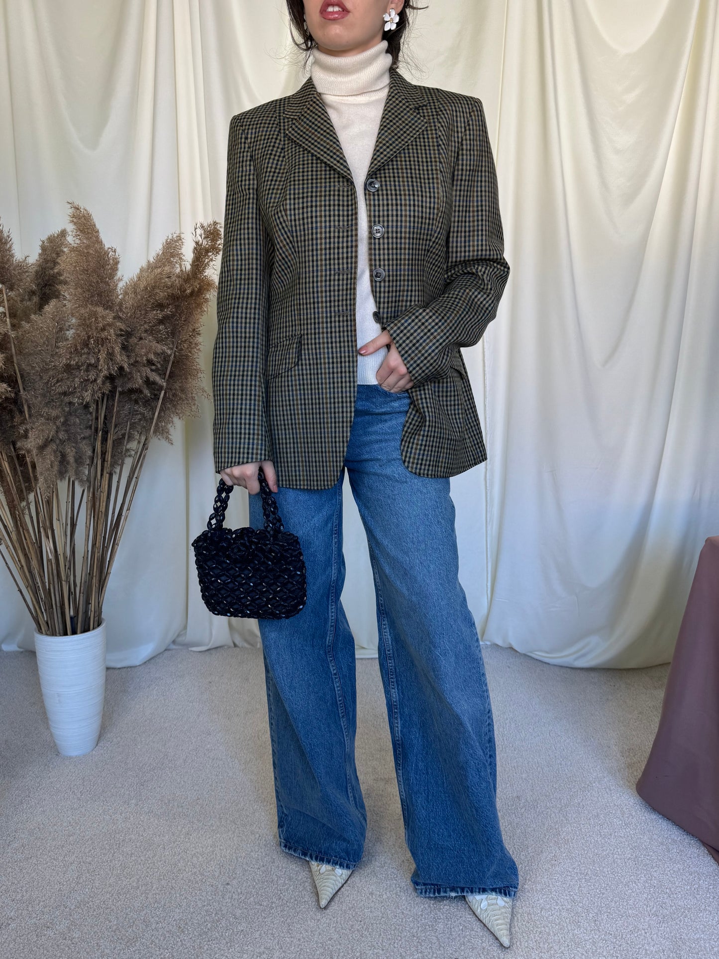 Sacou vintage din stofă de lână, croi cambrat( mărimea m)