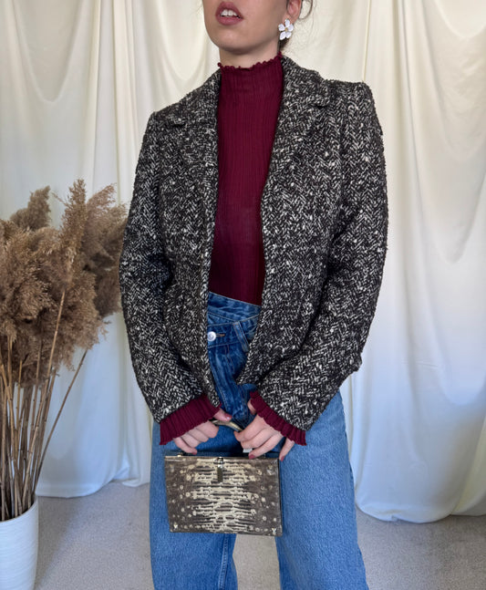 Jachetă din stofă de lână tip boucle ( mărimea s)