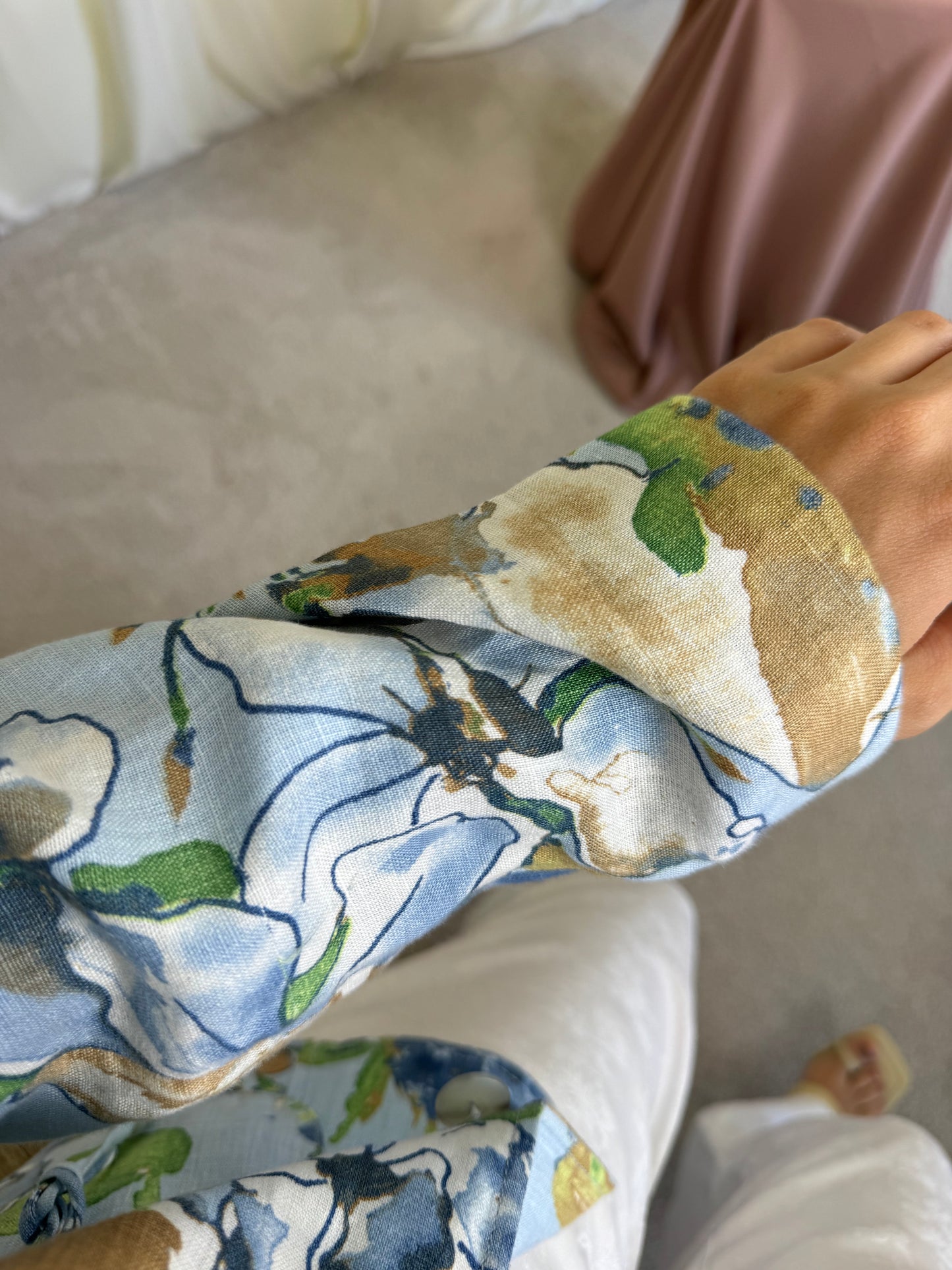 Sacou GERRY WEBER din 100% in baby blue cu print floral ( marimea 40/M-L)