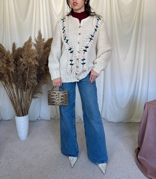 Cardigan vintage realizat manual ( L)