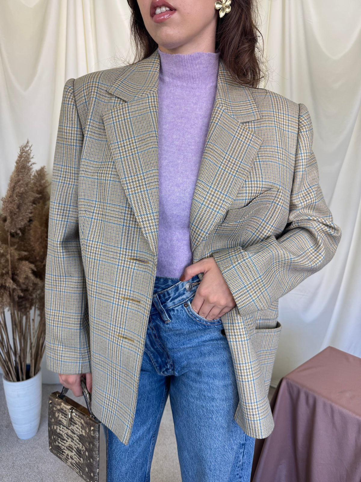 Sacou vintage tip jachetă din stofă calitativă din 100% lână ( mărimea L/XL)