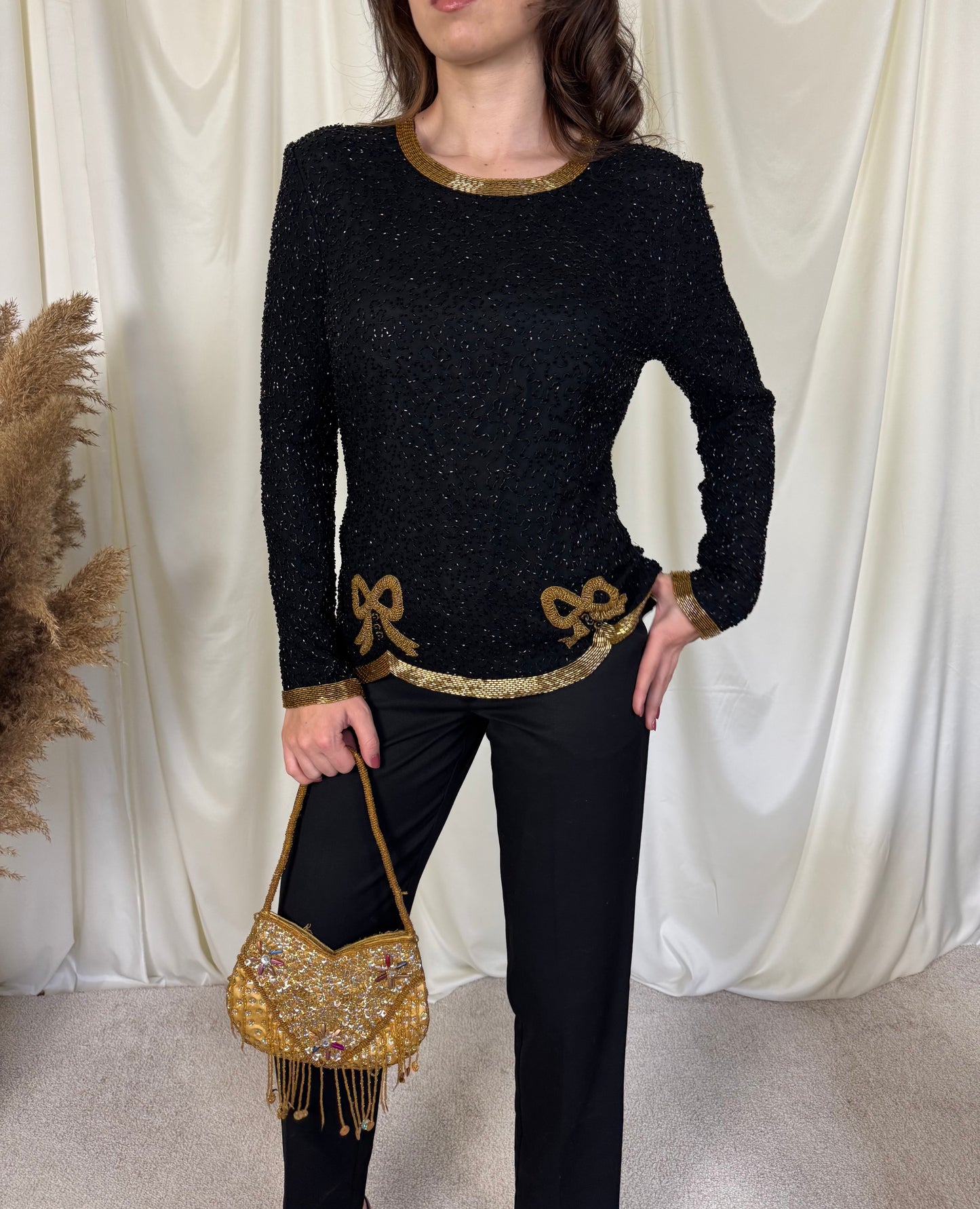 Piesă spectaculoasă vintage din mătase naturală ( mărimea S)