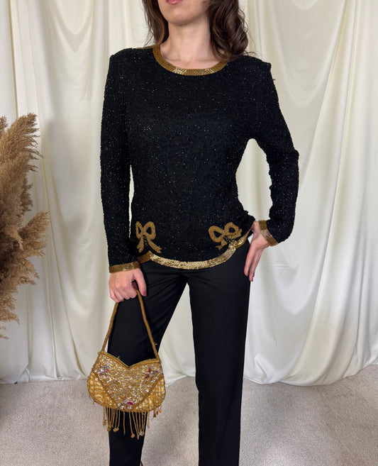 Piesă spectaculoasă vintage din mătase naturală ( mărimea S)