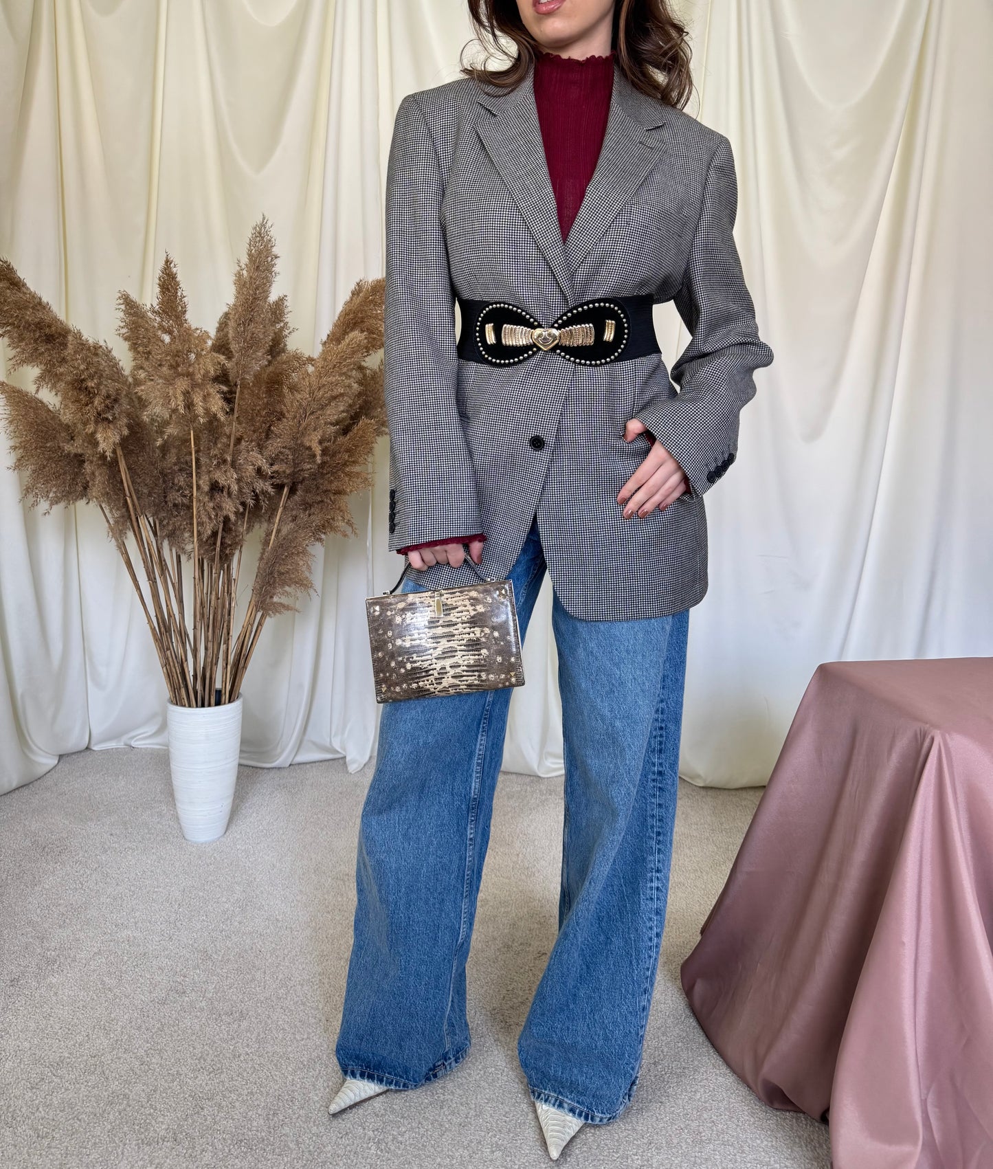 Sacou vintage în fit oversized din 100% lana( L)