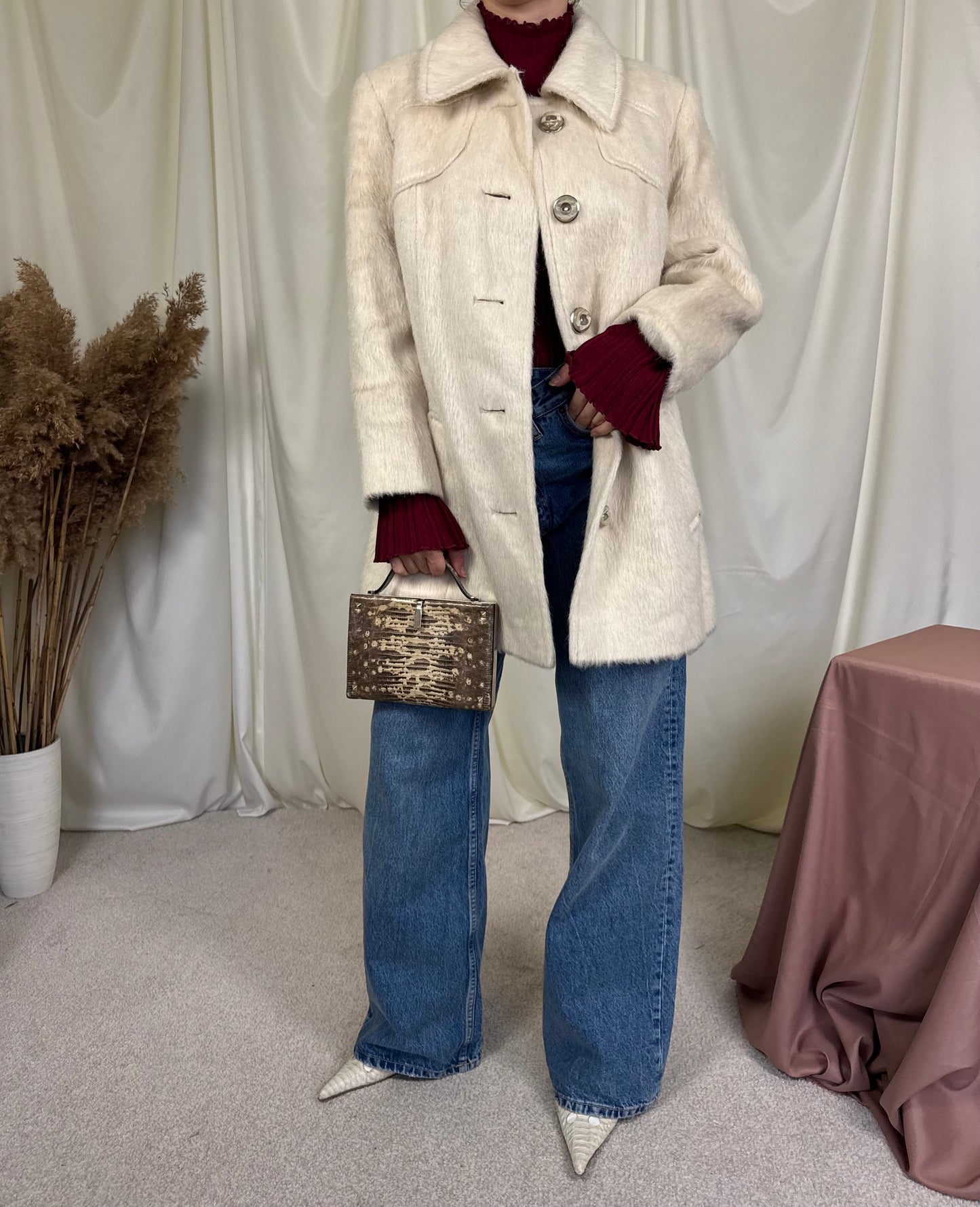 Palton vintage divin din stofă lână și mohair( mărimea M)