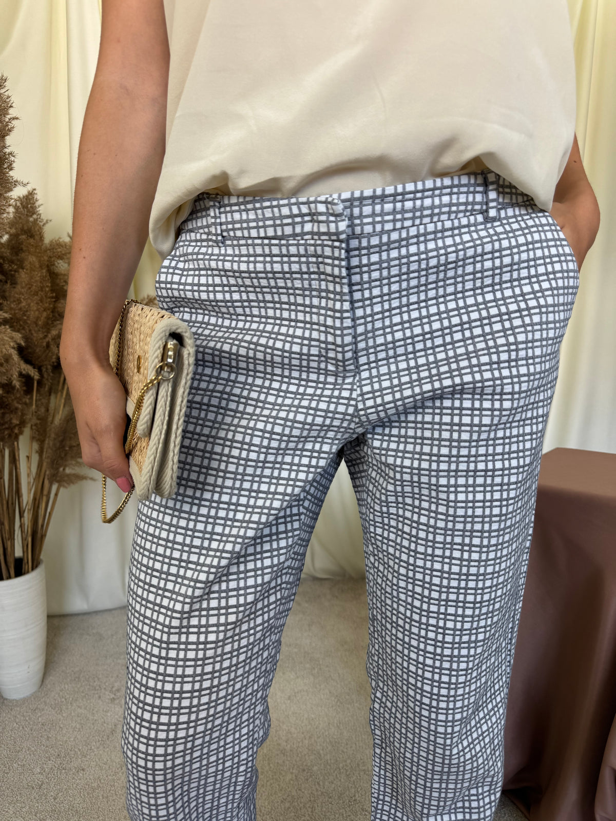 Pantalon Max Mara din bumbac cu print, talie medie( mărimea M/L)