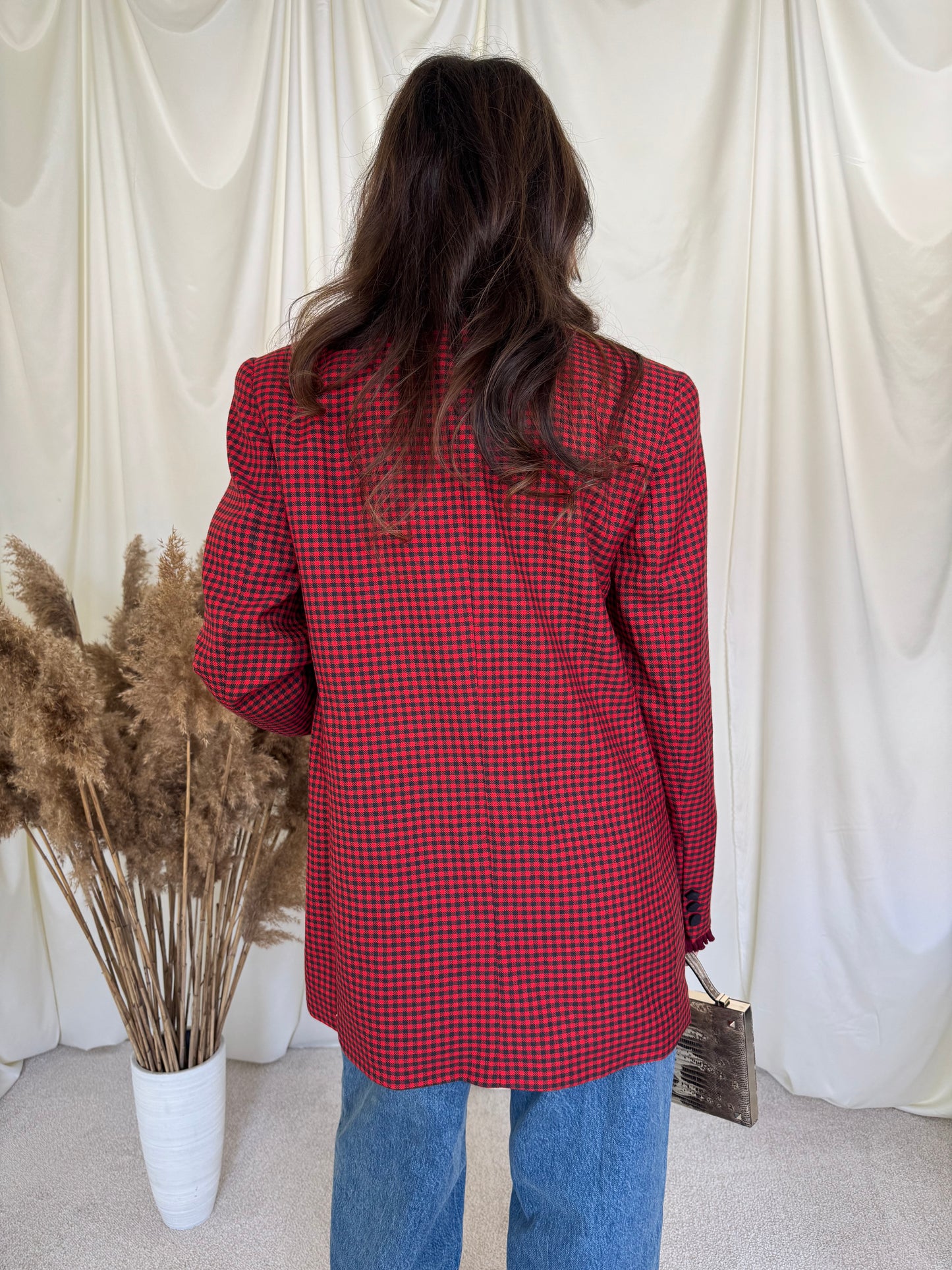 Sacou vintage superb cu print carouri, mărimea M