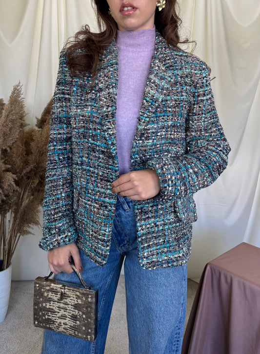 Sacou tip jachetă din tweed de mătase naturală ( mărimea M)
