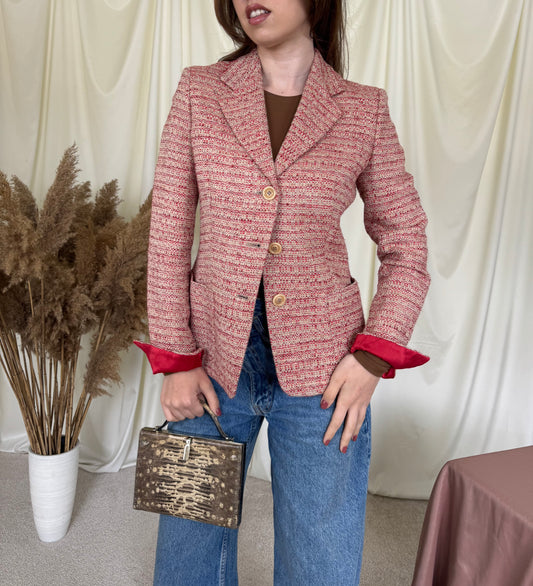 BACK IN STOCK. Sacou MAX MARA din tweed cu detalii din mătase naturală 
(Mărimea S/M)