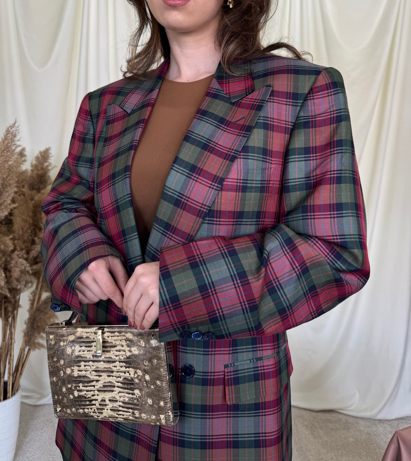 Sacou vintage din 100% mătase naturala cu print, produs handmade 
(Mărimea L)