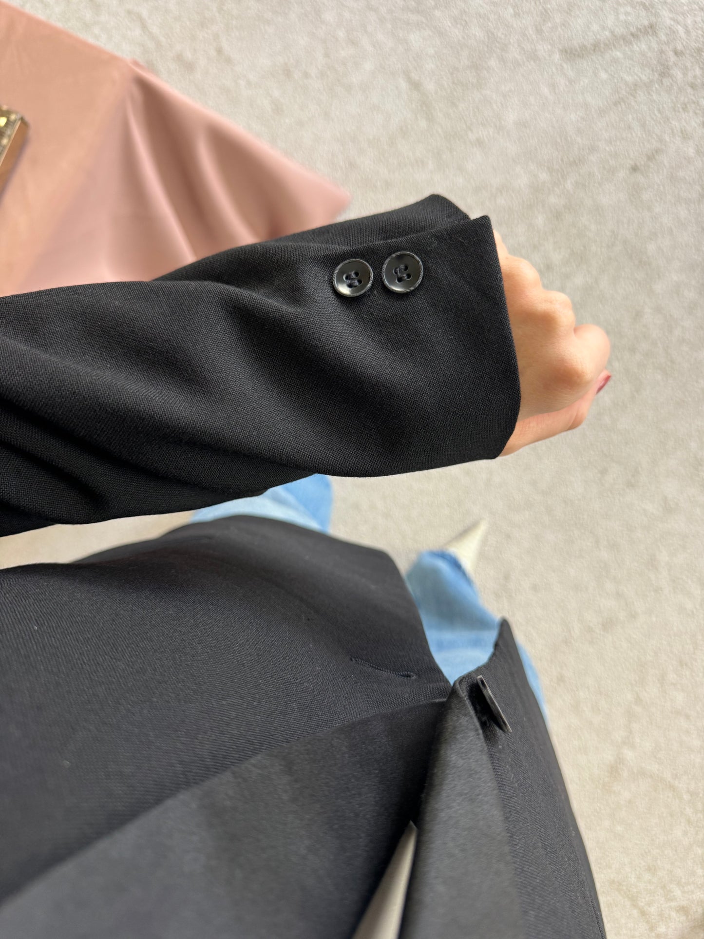 Sacou vintage din stofă mai groasă- cu structură,  100% lână, (mărimea M/L)