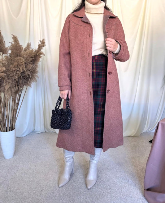 Palton vintage din stofă superbă de lână( mărimea S-M)