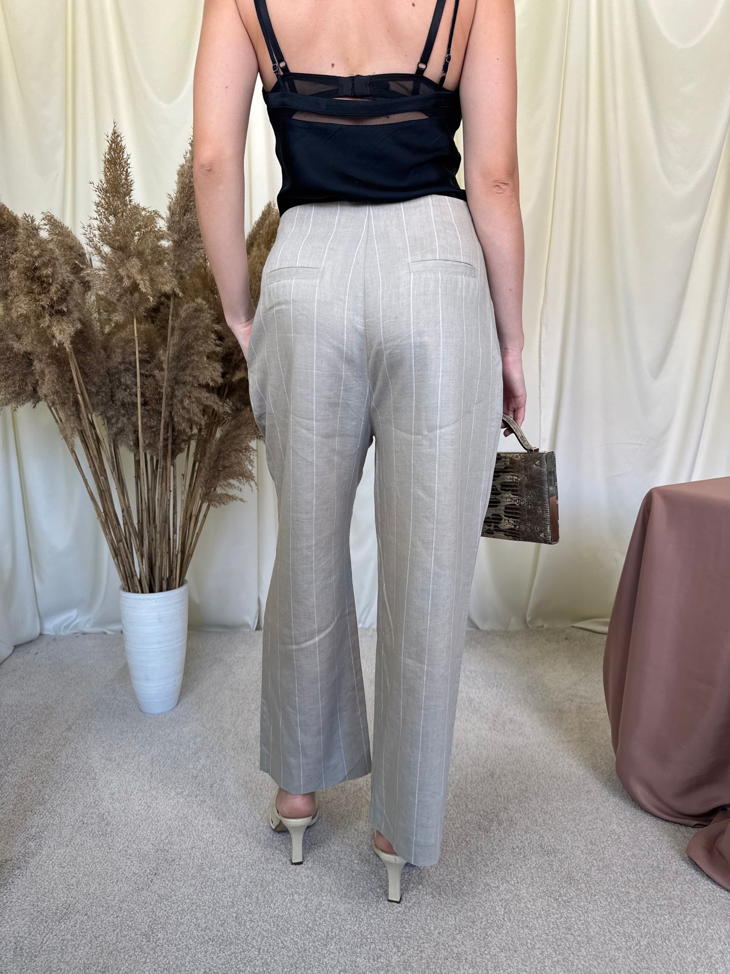 Pantalon din in și lână subțire (Mărimea M)