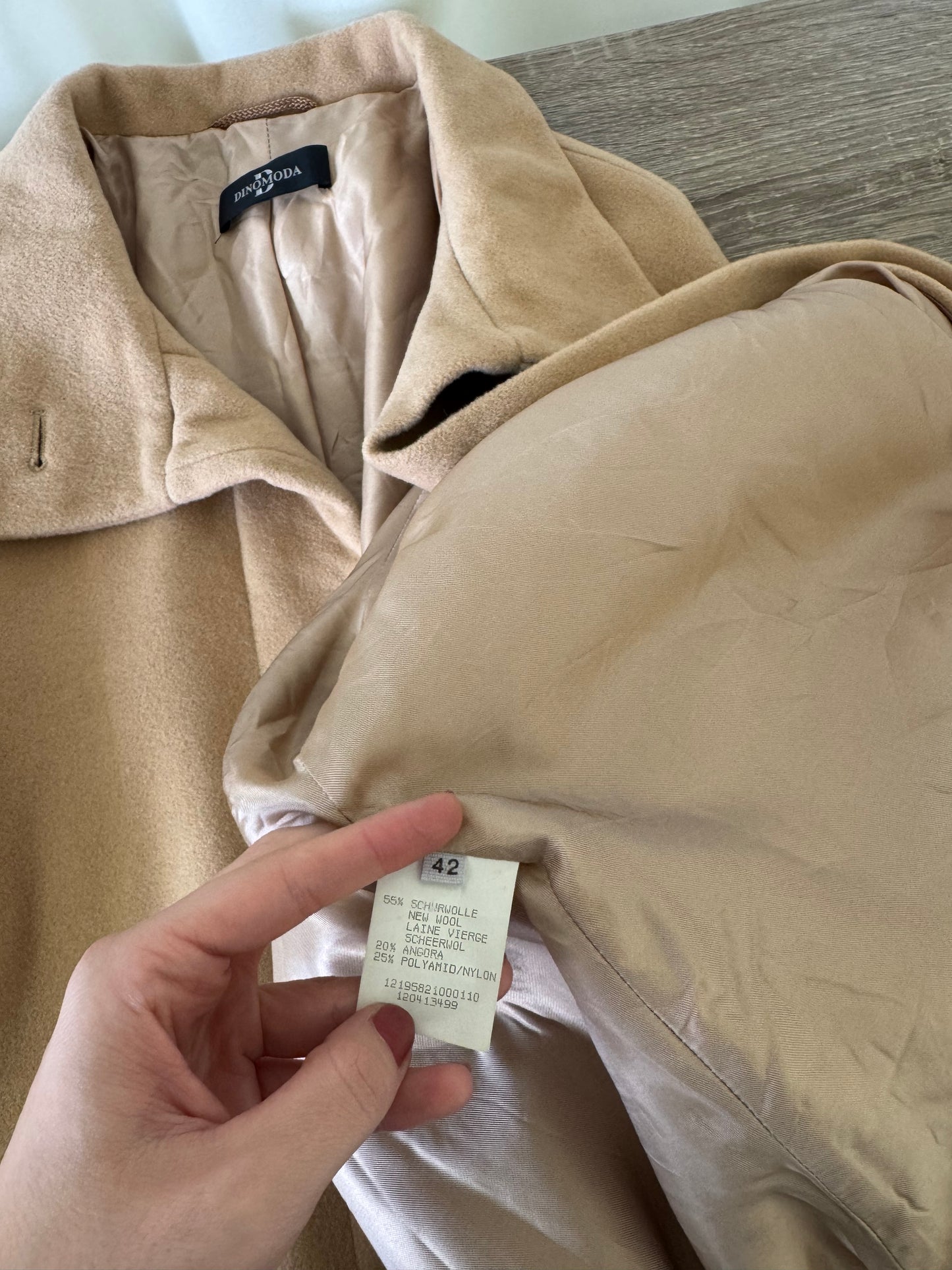 Palton vintage camel din 65% lână și angora, ( L/XL)